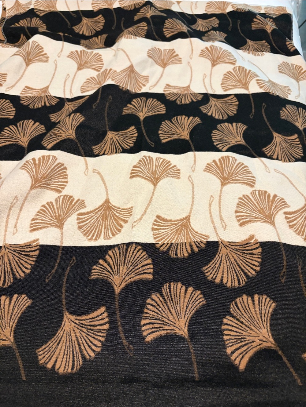Pretty Persuasions Black & Tan Leaf Print Scarf